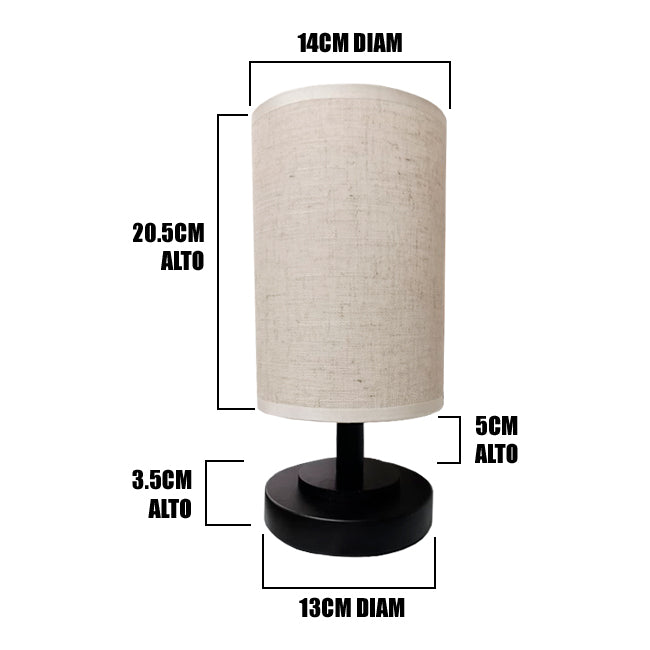 LÁMPARA DE MESA LINEAL MAHIA BLACK + FOCO LED TRANSPARENTE A60 4W LUZ CÁLIDA