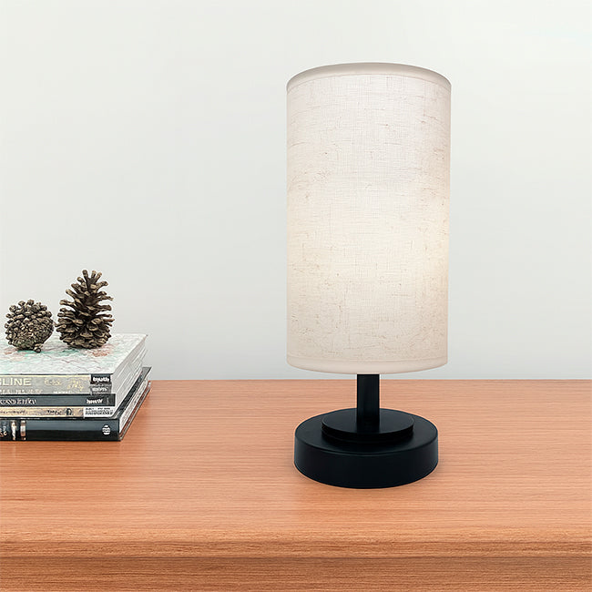 LÁMPARA DE MESA LINEAL MAHIA BLACK + FOCO LED TRANSPARENTE A60 4W LUZ CÁLIDA