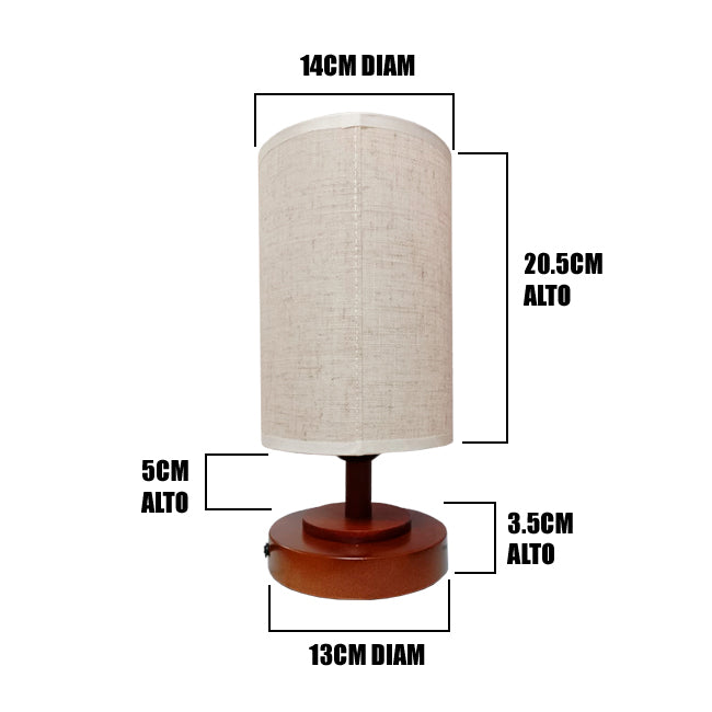 LÁMPARA DE MESA LINEAL MAHIA BROWN + FOCO LED TRANSPARENTE A60 4W LUZ CÁLIDA