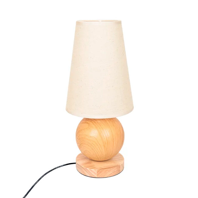 LÁMPARA DE MESA DE MADERA ROCIO + FOCO LED 12W LUZ CÁLIDA