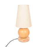 LÁMPARA DE MESA DE MADERA ROCIO + FOCO LED 12W LUZ CÁLIDA