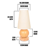 LÁMPARA DE MESA DE MADERA ROCIO + FOCO LED 12W LUZ CÁLIDA