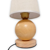LÁMPARA DE MESA DE MADERA ROCIO + FOCO LED 12W LUZ CÁLIDA