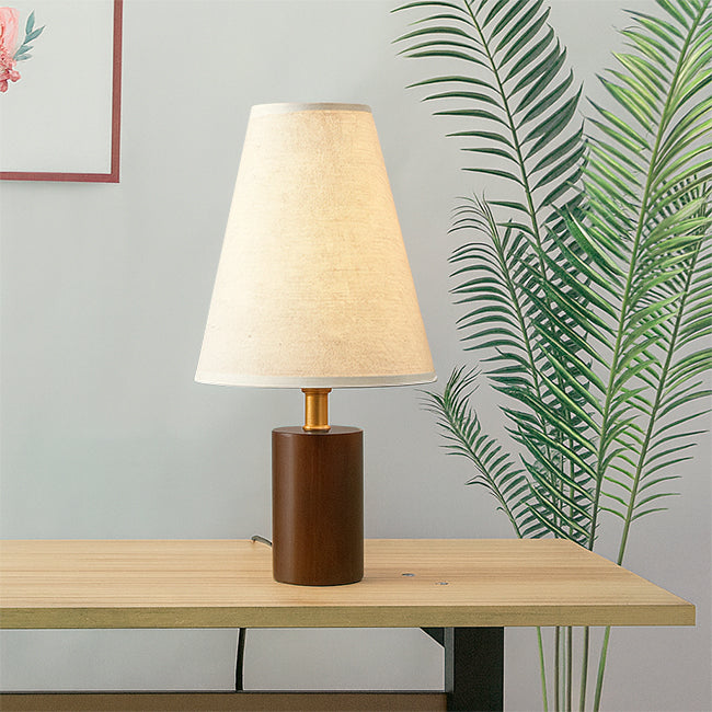 LÁMPARA DE MESA DE MADERA BELLA + FOCO LED 12W LUZ CÁLIDA