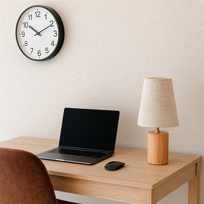 LÁMPARA DE MESA DE MADERA NEMESIS + FOCO LED 12W LUZ CÁLIDA