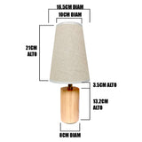 LÁMPARA DE MESA DE MADERA NEMESIS + FOCO LED 12W LUZ CÁLIDA