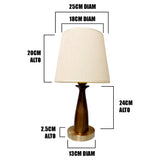 LÁMPARA DE MESA DE MADERA VENUS + FOCO LED 12W LUZ CÁLIDA