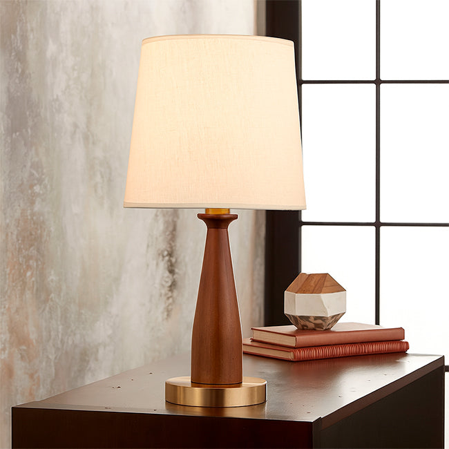 LÁMPARA DE MESA DE MADERA VENUS + FOCO LED 12W LUZ CÁLIDA