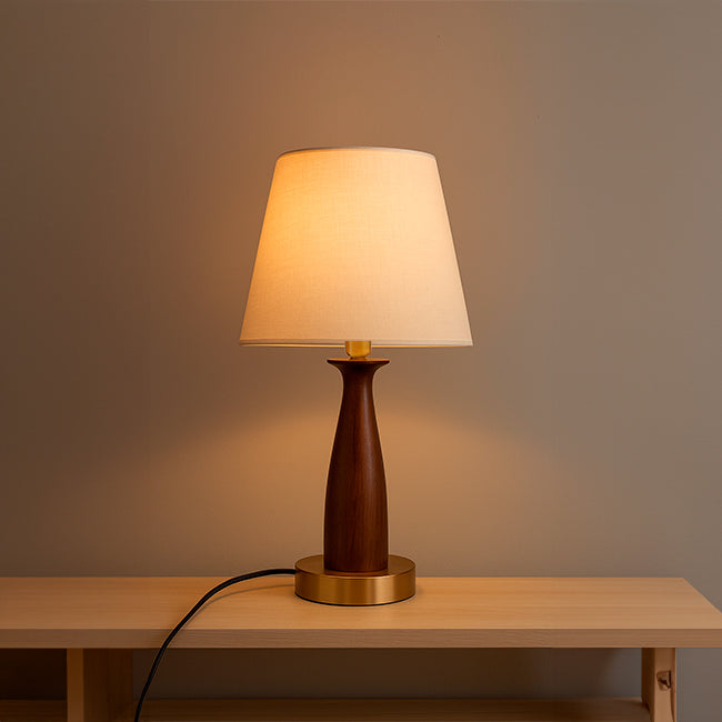 LÁMPARA DE MESA DE MADERA VENUS + FOCO LED 12W LUZ CÁLIDA