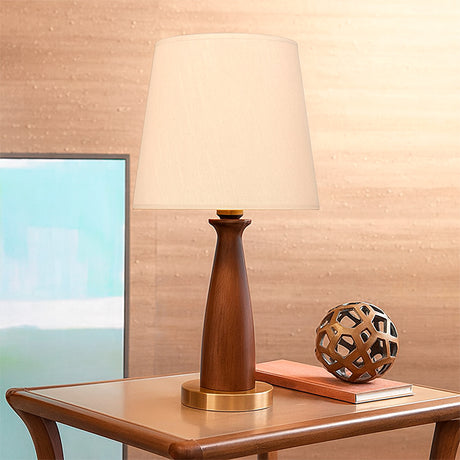 LÁMPARA DE MESA DE MADERA VENUS + FOCO LED 12W LUZ CÁLIDA