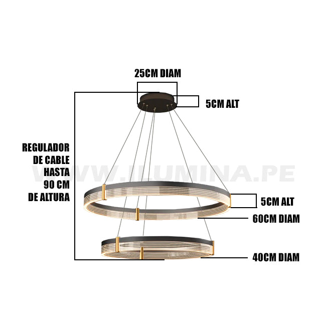 LÁMPARA COLGANTE MONTSERRAT BLACK AND GOLD + CONTROL REMOTO LED