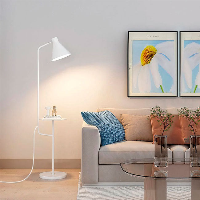 LÁMPARA DE PIE SCANDI TABLE WHITE CON MESA AUXILIAR - SIN FOCO