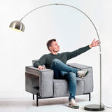 LÁMPARA DE PIE ARCO LUANA SILVER LED + MÁRMOL