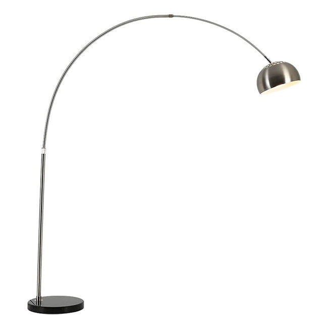 LÁMPARA DE PIE ARCO LUANA SILVER LED + MÁRMOL