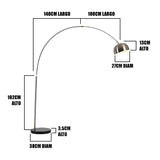 LÁMPARA DE PIE ARCO LUANA SILVER LED + MÁRMOL