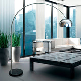 LÁMPARA DE PIE ARCO LUANA SILVER LED + MÁRMOL