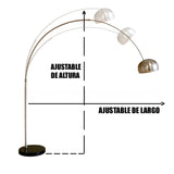 LÁMPARA DE PIE ARCO LUANA SILVER LED + MÁRMOL