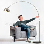 LÁMPARA DE PIE ARCO LUANA BLACK LED + MÁRMOL