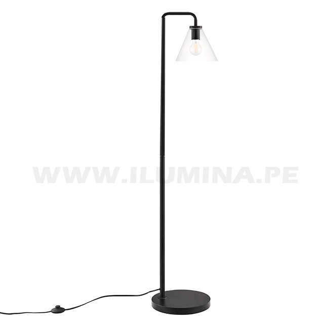 LÁMPARA DE PIE SALOMÉ GLASS BLACK LED + FOCO LED 4W LUZ CÁLIDA