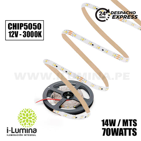 CINTA LED FLEX 70W LUZ CÁLIDA 3000K SMD5050 - 5MTS MARCA ILUMINA