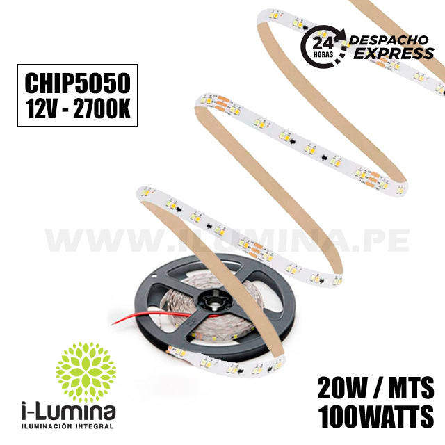 CINTA LED FLEX 100W LUZ CÁLIDA 2700K SMD5050 - 5MTS MARCA ILUMINA