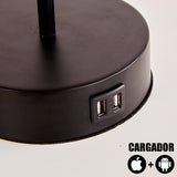 LÁMPARA DE MESA BRUNELLA BLACK AND GOLD + CARGADOR USB PARA IPHONE Y ANDROID - SIN FOCOS