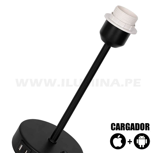 LÁMPARA DE MESA MINERVA BLACK LED + CARGADOR USB PARA IPHONE Y ANDROID