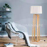 LÁMPARA DE PIE ANTONIA WOOD NATURAL LED + FOCO LED 12W OSRAM LUZ CÁLIDA E27