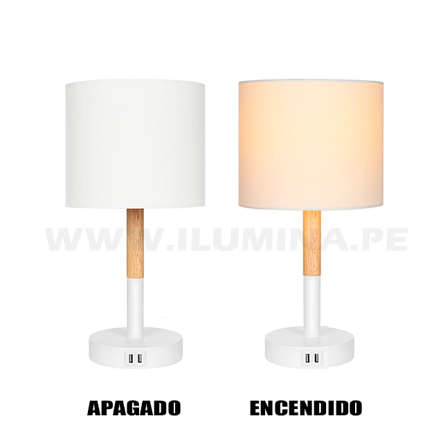 LÁMPARA DE MESA APRIL WHITE LED + CARGADOR USB PARA IPHONE Y ANDROID