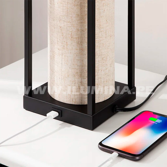 LÁMPARA DE MESA MANILA + CARGADOR USB PARA IPHONE Y ANDROID