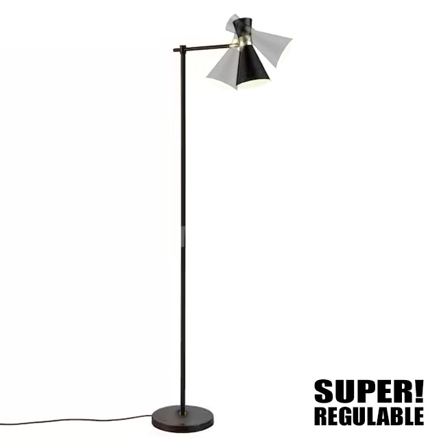 LÁMPARA DE PIE PRUNE BLACK AND GOLD LED + FOCO LED 12W LUZ BLANCA