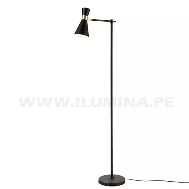 LÁMPARA DE PIE PRUNE BLACK AND GOLD LED + FOCO LED 12W LUZ BLANCA