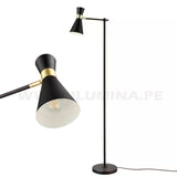 LÁMPARA DE PIE PRUNE BLACK AND GOLD LED + FOCO LED 12W LUZ BLANCA