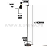 LÁMPARA DE PIE PRUNE BLACK AND GOLD LED + FOCO LED 12W LUZ BLANCA