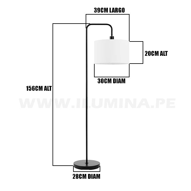 LÁMPARA DE PIE ARTEMISA BLACK LED + FOCO LED 12W LUZ CÁLIDA