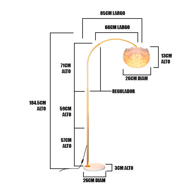 LÁMPARA DE PIE CARISMA GOLD LED - SIN FOCO