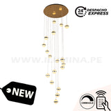 LÁMPARA COLGANTE PREMIUM LIVIA GOLD LED + CONTROL REMOTO