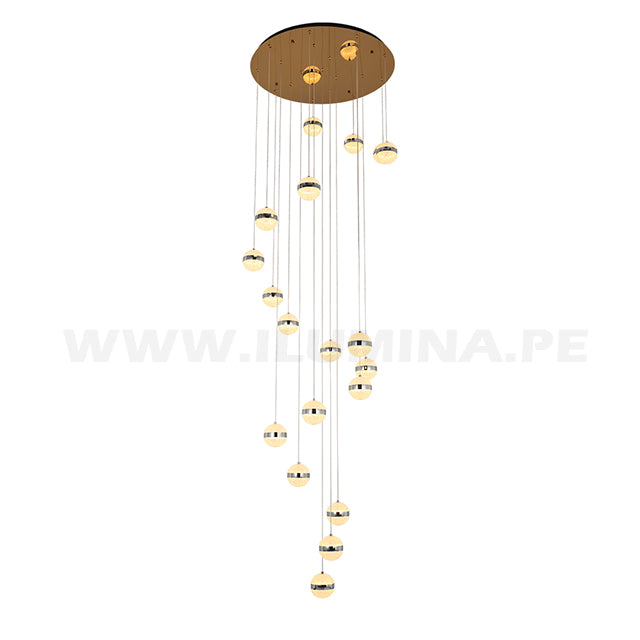 LÁMPARA COLGANTE PREMIUM LIVIA GOLD LED + CONTROL REMOTO