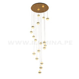 LÁMPARA COLGANTE PREMIUM LIVIA GOLD LED + CONTROL REMOTO