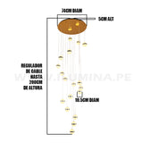 LÁMPARA COLGANTE PREMIUM LIVIA GOLD LED + CONTROL REMOTO