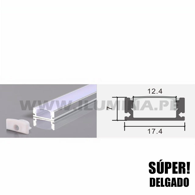 PERFIL DE ALUMINIO 3.00MTS ADOSABLE PARA CINTA LED 509 3M ECOLAMPS