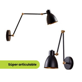 APLIQUE DE PARED ARTICULABLE OTTO BLACK GOLD E27 - SIN FOCO
