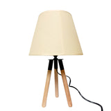 LÁMPARA DE MESA DE MADERA TRÍPODE GRECIA + FOCO LED 12W LUZ CÁLIDA