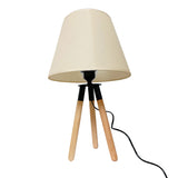 LÁMPARA DE MESA DE MADERA TRÍPODE GRECIA + FOCO LED 12W LUZ CÁLIDA