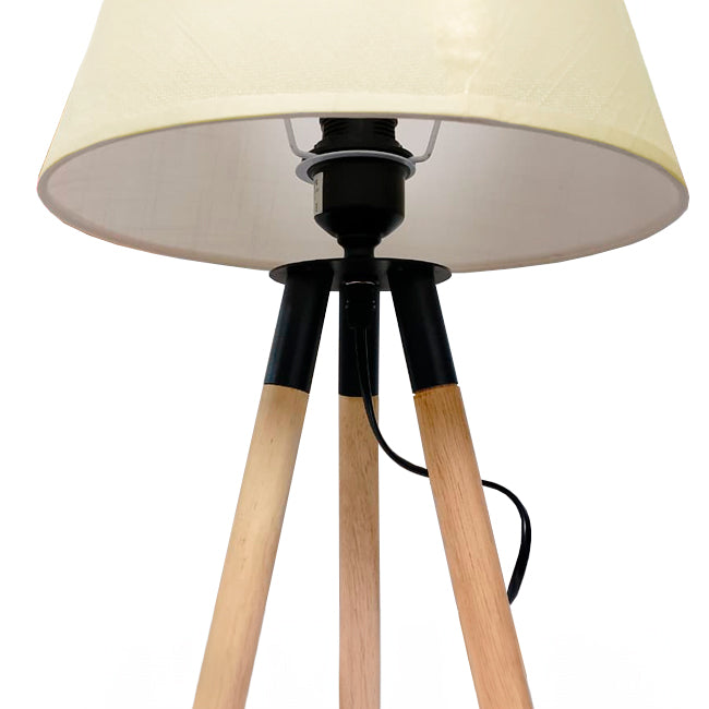 LÁMPARA DE MESA DE MADERA TRÍPODE GRECIA + FOCO LED 12W LUZ CÁLIDA