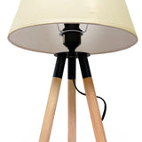 LÁMPARA DE MESA DE MADERA TRÍPODE GRECIA + FOCO LED 12W LUZ CÁLIDA