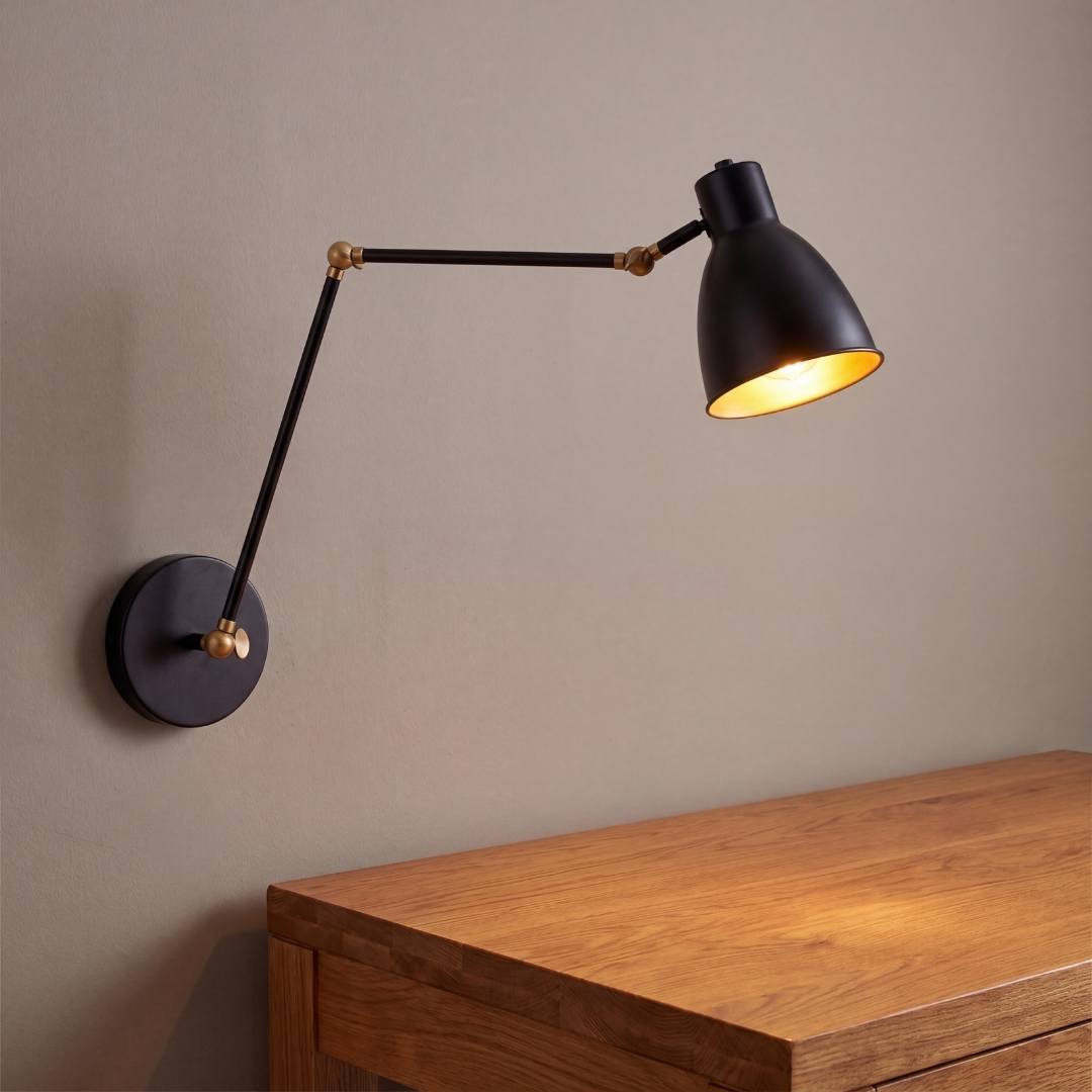 APLIQUE DE PARED ARTICULABLE OTTO BLACK GOLD E27 - SIN FOCO