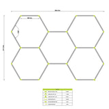 LÁMPARA HEXAGONAL LED ADOSABLE A TECHO/PARED TIPO PANAL "H" - KIT COMPLETO 05 HEXAGONALES (59 CM) LUZ RGB