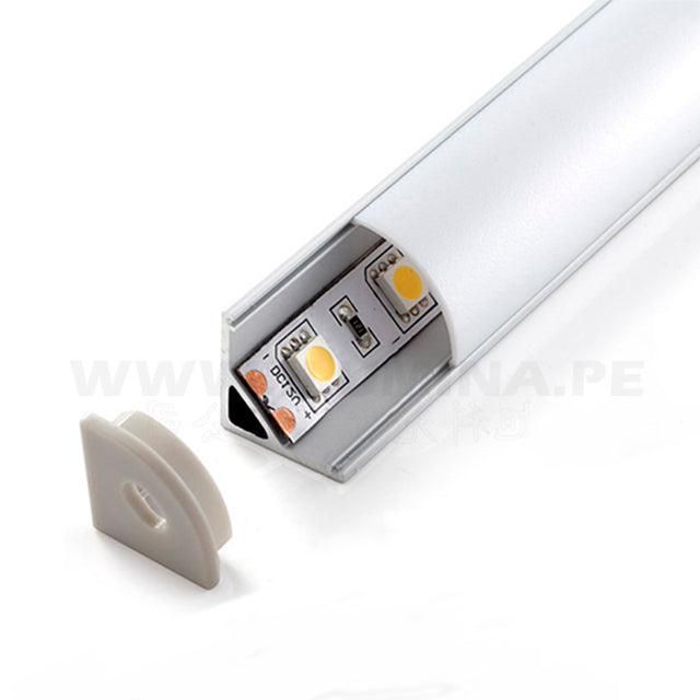 PERFIL ESQUINERO DE ALUMINIO 2.00MTS ADOSABLE PARA CINTA LED 601 ECOLAMPS