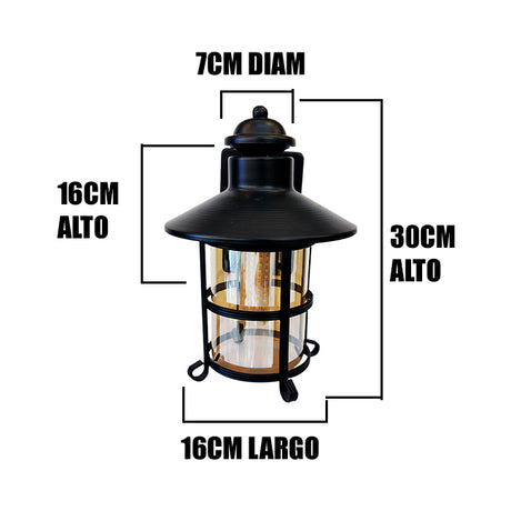 LÁMPARA DE EXTERIOR SIMONA BLACK LED 12W LUZ CÁLIDA